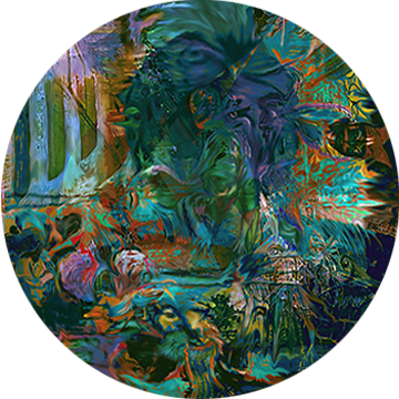 A digital collage with a greek sculpture face and drug molecules