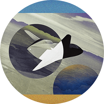 An abstract painting resembling a slice of a peach or a melon in the sun