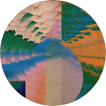 A digital painting of edgy graphics in colorful fabric